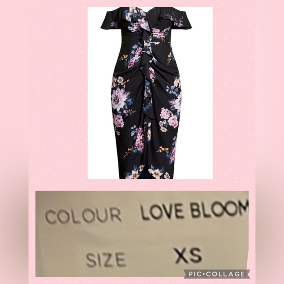 Formal dress city chic love blooms cocktail dress. NWT XS (14) black & floral - Picture 14 of 14